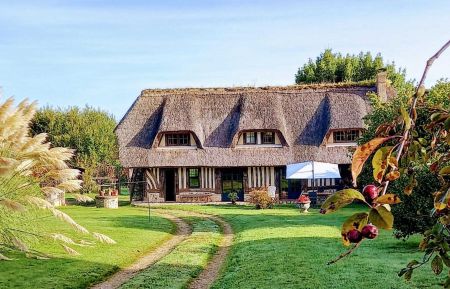 G&icirc;te n&deg;3328 La Rivi&egrave;re-Saint-Sauveur - Calvados - Chaumiere en automne